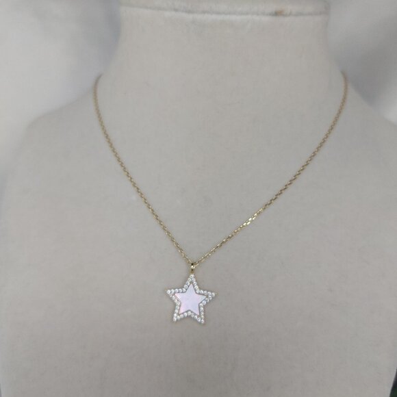 ARGENTO VIVO Gold Star Pendant 18K Sterling Necklace 16-18'' Length New on Card - Picture 9 of 10